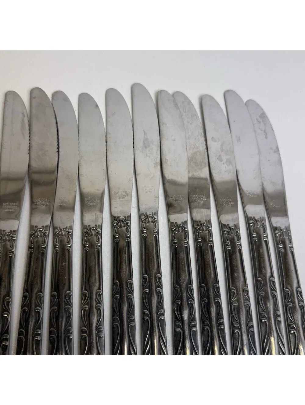National Stainless Flatware Dinner Butter Knives Japan Medford Vintage Silver